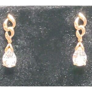 14 K Gold Lab Created Diamond Earrings Teardrop